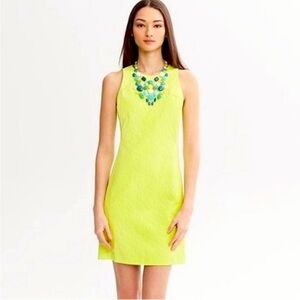 Banana Republic Milly Collection Neon Yellow Sheath Mini Dress Jaquard Size 4